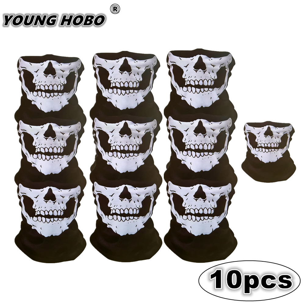 Neck Warmer Balaclava - 10pcs Skull Seamless Windproof Motorcycle Scarf