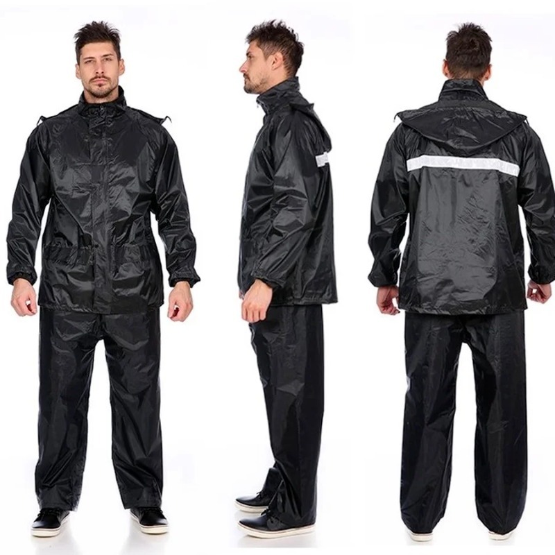 Motorcycle Gear Rain - Black Motorcycle Black Adult Raincoat Waterproof
