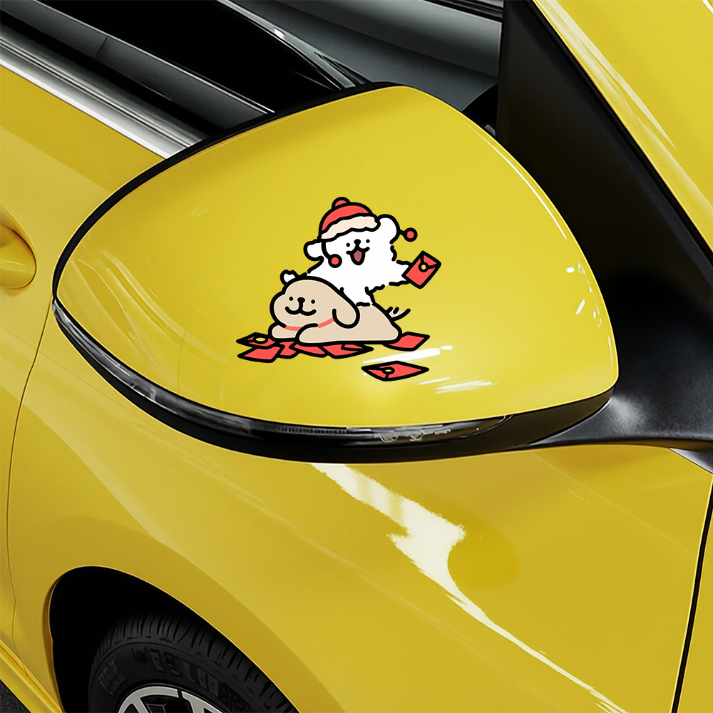 Motorcycle Gear For Dogs - Cartoon Puppy Maltese Car Sticker Line